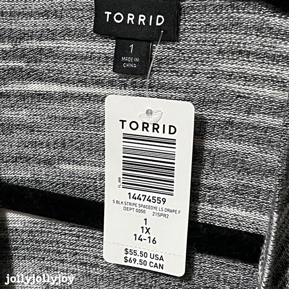 Torrid Black & White Stripe Space-Dye Cardigan 1X - Picture 6 of 9